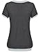 Youtalia Women's Lightweight Short Sleeve Color Block Banded Hem Tops Blouse Shirt