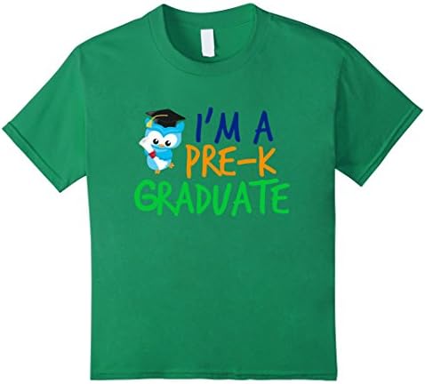 Kids Cute Preschool Graduation T-Shirt with Owl 4 Kelly Green