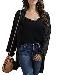 Ferrtye Womens Oversized Chunky Open Front Cardigan