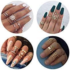 Knuckle Ring Set Vintage Stackable Midi Finger Rings Set for Women Girl Hollow Carved Flowers