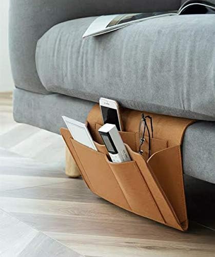 Amazon Com Meke Meca Bedside Caddy Under Mattress Holder Bag Sturdy Hanging Storage Holder Organizer Nightstand In Bedroom College Dorm Room For Book Laptop Tablet Remotes Brown Home Kitchen