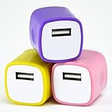 Omni 3 PCS Dual Color 2-Tone Universal USB Travel Home 1.0 AMP Power Adapter Wall Charger Plug for iPhone 7/7 plus 6/6 plus 5S 5 Samsung Galaxy S5 S4 S3 HTC One M8 LG G2 G3 (Lot 2)
