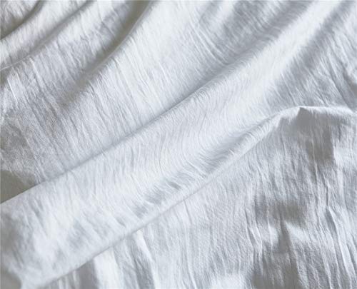 Moowoo Vintage Farmhouse Bedding, 3 Pieces Ruffle Duvet Cover Set 100% Washed Microfiber Romantic Mermaid Tail French Country Style Duvet Cover with Ties (White, King)