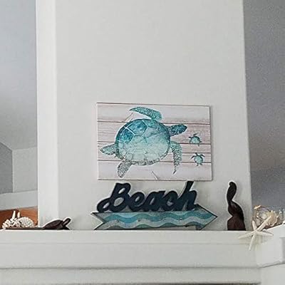 SUMGAR Sea Turtle Bathroom Decor Beach Themed Wall Art Ocean Coastal Pictures, Teal Blue Canvas Paintings Turquoise… 41lmgv%2BR2hL