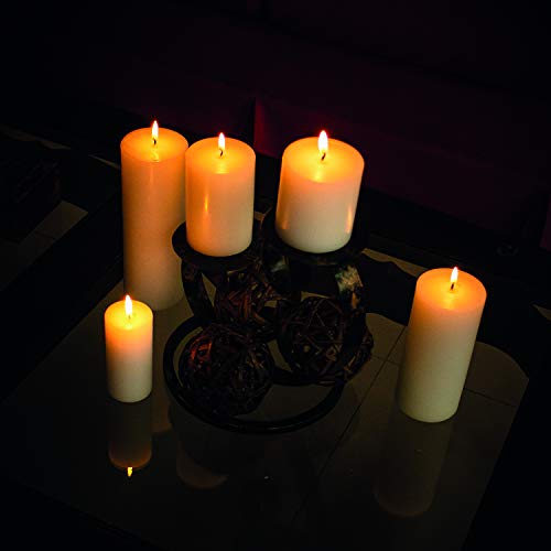 Simply Soson 3 x 3 Inch White Unscented Pillar Candle Bulk Set - Dripless, Scent Free Paraffin Wax Candle Pillars - Medium Size Wedding or Home No Drip Candles - 3 Pack