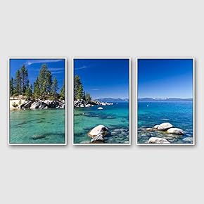 3 Piece Framed Canvas Wall Art for Living Room, Bedroom Lake Tahoe Canvas Prints for Modern Home Decoration Ready to Hang - 16"x24"x3 Panels