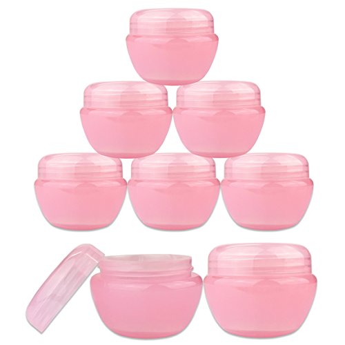 Beauticom 24 Pieces 50G/50ML Pink Frosted Container Jars with Inner Liner for Lotion, Toners, Lip Balms, Makeup Samples - BPA Free