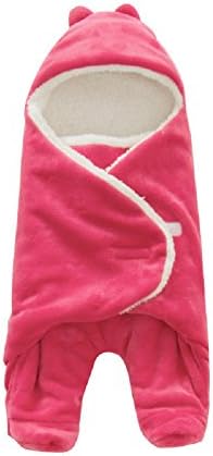 BootKitchenTan Newborn baby sleeping bag thickening of autumn and winter lamb wool Wearable blankets (Red)