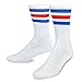 Men's Sports Stripes Cotton Half Cushion Crew Socks 3-pair Pack (White), Sock Size 10-13, Shoe Size 8-12