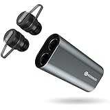 Rowkin Bit Charge Stereo with Earhooks: True Wireless Earbuds w/Charging Case. Bluetooth Headphones, Smallest Cordless Hands-Free in-Ear Mini Earphones Headsets w/Mic &amp; Noise Reduction (Space Gray)