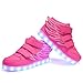 CIOR Kids Boy and Girl's 11 Color Wings Led Sneakers Light Up Flashing Shoes,102,06,35, 3 M US Little Kid, 02Pink
