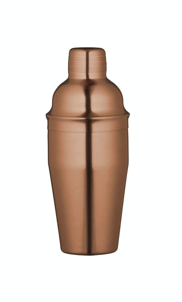 BarCraft Copper Effect Cocktail Shaker with Strainer in Gift Box, Copper Effect Stainless Steel, 500 ml