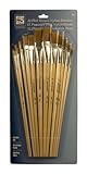 Loew Cornell 1807 12-Piece Brush Set, Taklon, Flat