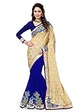 Mirchi Fashion Women's Jacquard Chiffon Embroidered Saree Free Size Beige,Blue