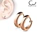 14MM Hoop Earrings Surgical Stainless Steel Rhodium Plated Earrings For Men Women Huggie Hypoallergenic Hoop Earrings (Rose Gold)