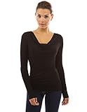 PattyBoutik Women's Cowl Neck Faux Crystal Backless Top