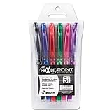 FriXion Point Erasable Gel Pen, Needle, 0.5mm Extra Fine, Assorted, 6/Pk