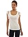 PattyBoutik Women Scoop Neck Flutter Tank Top (Ivory Small)