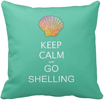 Turquoise Seashell Keep Calm Coastal Decor Pillow Case