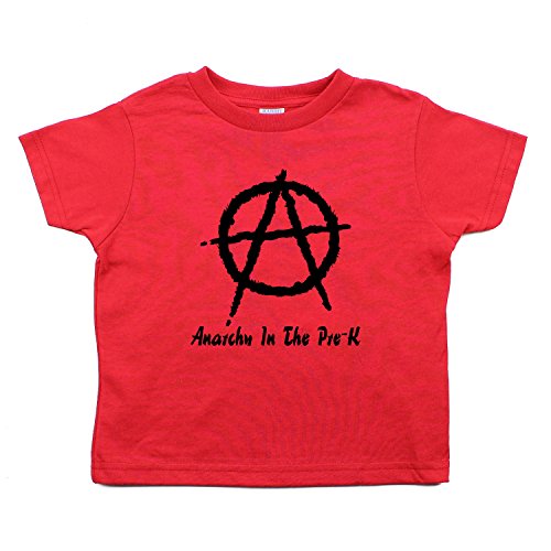 Anarchy in The Pre-K Punk Rock Kids Toddler Short Sleeve T-Shirt in Red, 4T