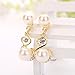 Moochi 18K Gold Plated Pearl Beads Curve Pedant Necklace Earrings Jewelry Set