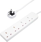 Invero 4 Way Gang Power Extension Lead Cable 3M Metre White 13A UK Plug Approved view 1