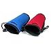 Neoprene Water Bottle Drawstring Insulators, Set of 2 Red and Blue Sleeves with Clip