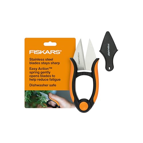 Fiskars Herb Garden Herb Scissors, 5-Inch Garden Shears, Handheld Herb Snips with Sheath and SoftGrip Handle, Dishwasher Safe