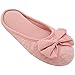 HomeTop Women’s Cozy Cashmere Cotton Closed Toe House Slippers With Cute Bow Accent (Medium/7-8 B(M) US, Pink)