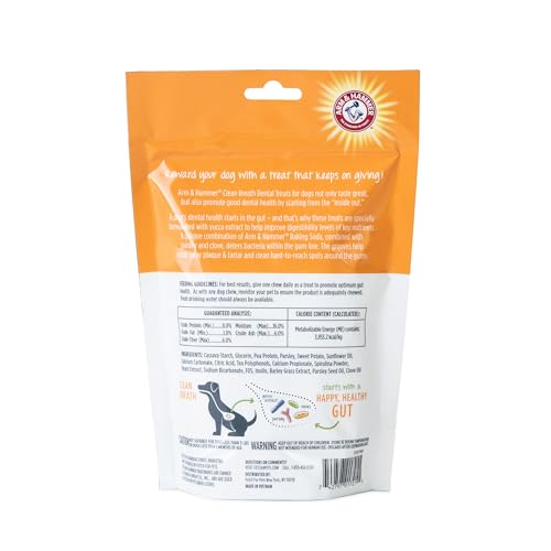 ARM & HAMMER FOR PETS CLEAN BREATH FROM THE INSIDE DENTAL TREATS FOR DOGS, SIZE MEDIUM | MINT FLAVOR FRESH BREATH TREATS WITH PARSLEY, CLOVE AND YUCCA