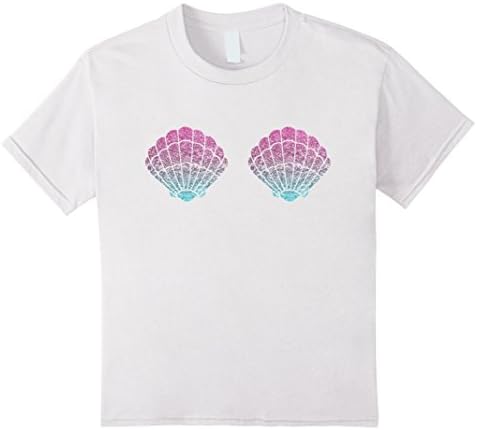 Kids Mermaid Shell Top Festival Birthday Party Shirt 12 White