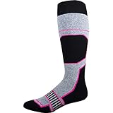 Snowboard Socks - Comfortable Warm Outdoor Socks for Skiing and Snowboarding - Warm Board Socks, Ski Socks for Men and Women (Black-White-Neon Pink, Small)