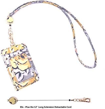 wonderful flower Id Case and Lanyard (G05S Gray Yellow Retractable)