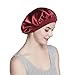 Wide Band Satin Bonnet Cap Silk Hat for Sleeping Wine Red