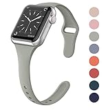 SWEES Sport Silicone Band Compatible Apple Watch 38mm 40mm, Soft Silicone Slim Thin Narrow Small Replacement Strap for iWatch Series 4, Series 3, Series 2, Series 1 Nike+, Sport, Edition Women, Stone