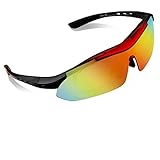 Poshei P02 Polarized Sports Sunglasses with 5 Set Interchangeable Lenses for Biking Fishing Running Driving Golf Baseball