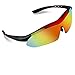 Poshei P02 Polarized Sports Sunglasses with 5 Set Interchangeable Lenses for Biking Fishing Running Driving Golf Baseball