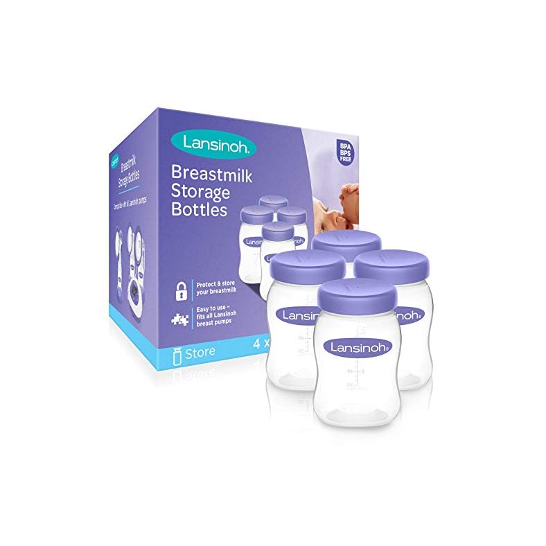 Lansinoh Breastmilk Storage Breast Pump Bottles, 4 Count