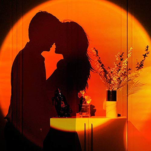 Sunset Lamp Projection Night Light Projector, 360 Degree Rotation Rainbow 10W Led Light, Dimmable 10 Adjustable Brightness Floor Sunset Lamp, USB Port Romantic Gift for Living Room Party Bedroom Decor