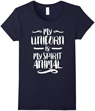 Womens My Unicorn Is My Spirit Animal Unicorn T-Shirt Large Navy