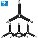 Adjustable Bed Sheet Holder Straps, Triangle Non-Slip Elastic Mattress Corner Clips with Heavy Duty Grippers Clips (Set of 4)