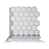 Tic Tac Tiles 1-Sheet Peel and Stick Self Adhesive Removable Stick On Kitchen Backsplash Bathroom 3D Wall Sticker Wallpaper Tiles in Hexa Mono White