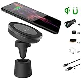 Qi Wireless Car Charger, WYNK 2-in-1 Magnetic Car Mount Phone Holder for Air Vent or Dashboard for iPhone 8/iPhone 8 Plus/iPhone X/ Samsung Glaxy Note 8/S8/S8 Plus and All Qi-Enabled Devices (Black)
