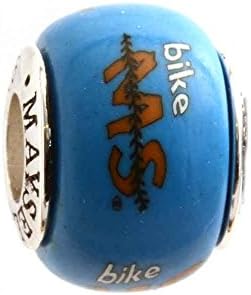 MS Bike Multiple Sclerosis Awareness Bead Charm for Add-A-Bead Bracelets Clay &amp; Sterling Silver by MAYselect