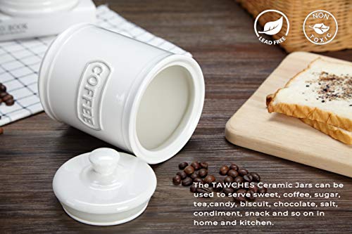 Canisters Sets for the Kitchen Airtight, White Kitchen Canisters set of 3 for Coffee Tea Sugar, Ceramic Canisters With Lids TAWCHES