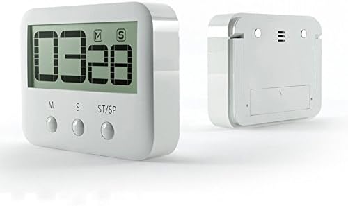KSNTJ Countdown Clock Digital Kitchen Timer,Digital Loud Alarm Timer with Large LCD Display , Strong Magnetic Back, Stand; Countdown Timer,White(1 Pack )