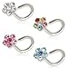 18g Surgical Steel Nose Ring Screw Body Jewelry Piercing with Clear Gem Flower 18 Gauge Body Mindtm