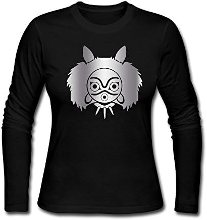 Women's Princess Mononoke Platinum Style Long Sleeve T Shirt-Black