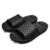 Shower Shoes Men Women Non Slip Bathroom House Slippers College Dorm Room Essentials for Girls Kids Shower Sandals Swimming Water Shoe (Black,EU44-45)