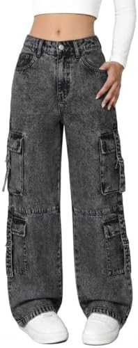 Hesaco Leopard Print Jeans for Women - Y2K Patchwork Loose Cheetah